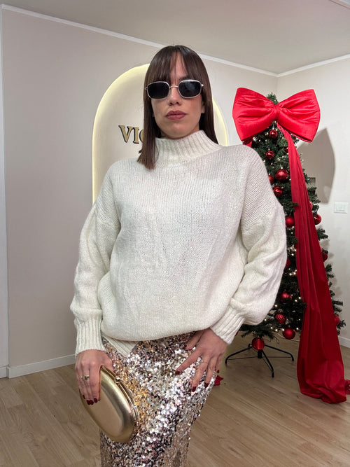 Maglione lana grossa mezzo collo