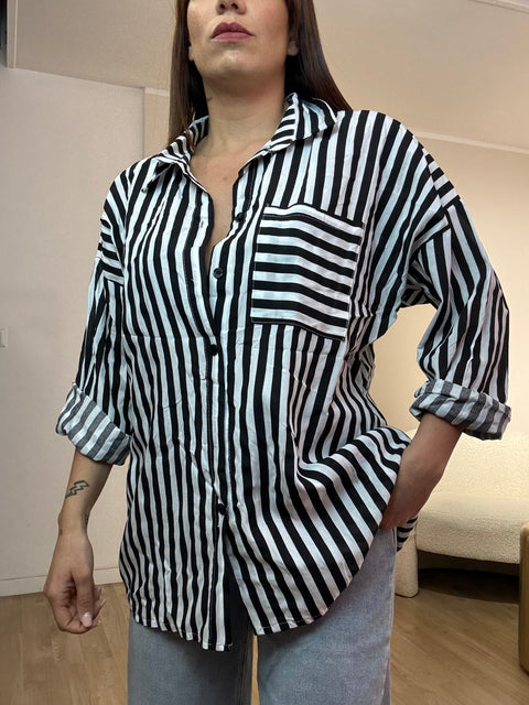 Camicia riga con taschino