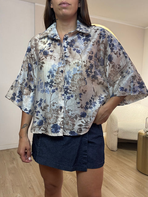 Camicia floreale manica campana