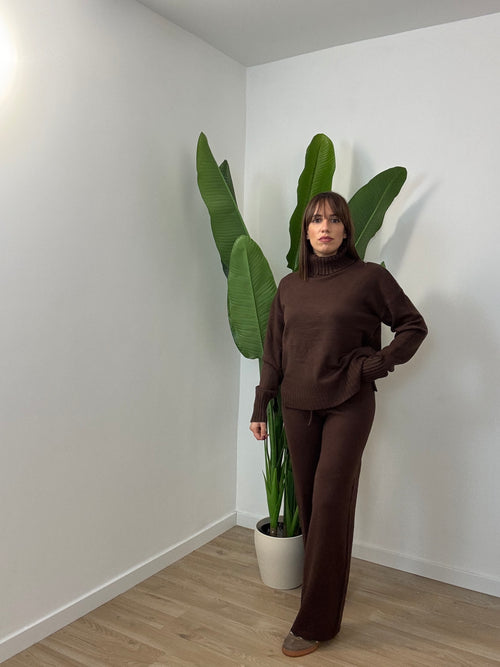 Coordinato lana rasata collo alto