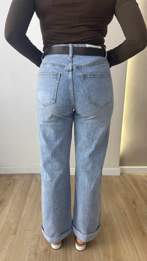 Jeans con finto risvolto