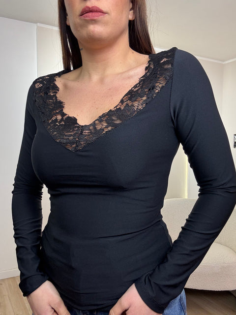 Maglia con profili in pizzo - Victorem