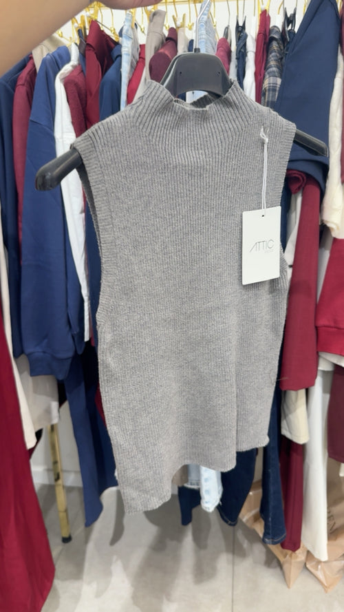 Maglia giro manica lana rasata