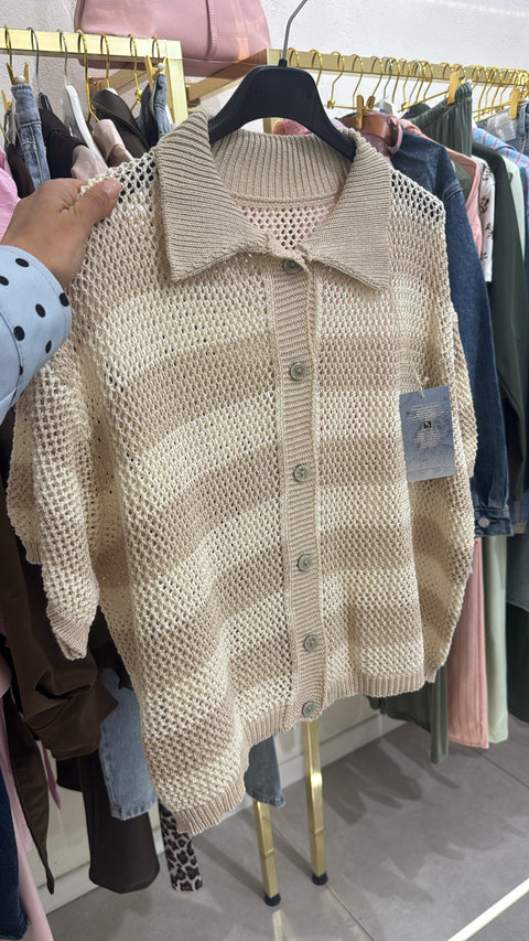 Cardigan in filo rigato
