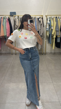 Gonna in denim con spacco