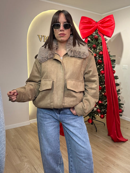 Giubbino in camoscio con pelliccia