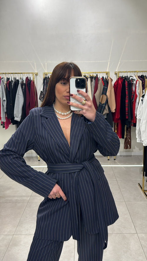 Tailleur kimono gessato