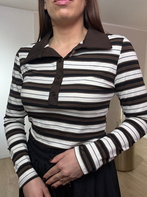 Maglia riga con colletto