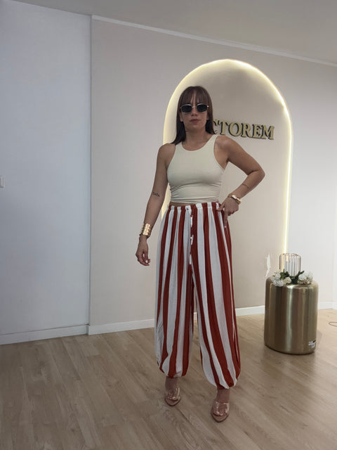 Pantalone baloon rigato
