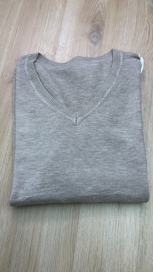 Maglia scollo a V lana rasata