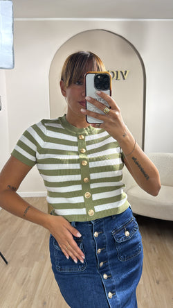 Maglia con bottoni gold
