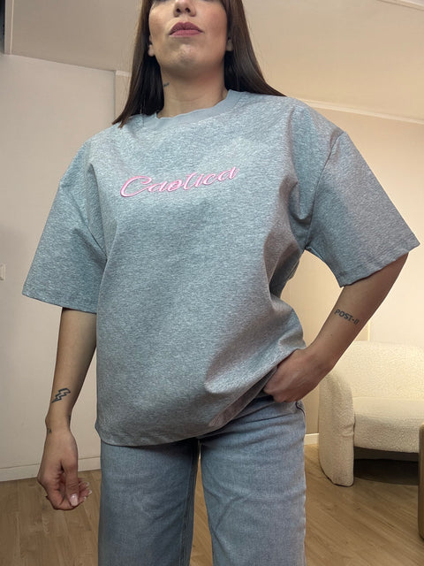 T-shirt LUMINA over con scritta
