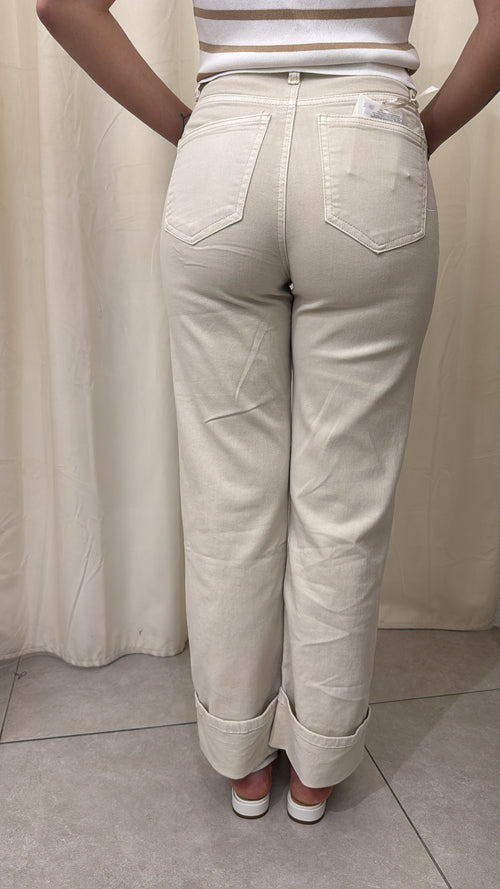 Jeans piegone panna