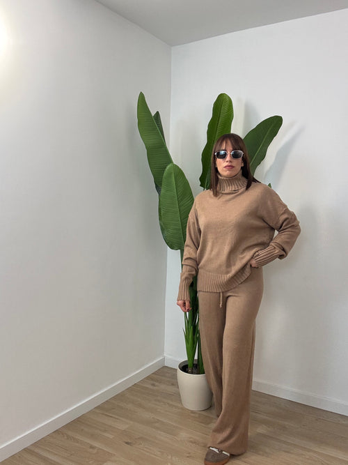 Coordinato lana rasata collo alto