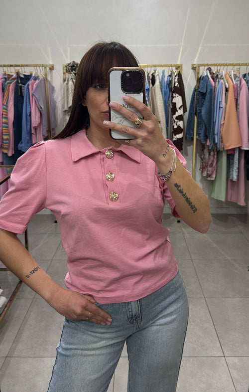 Maglia bottone oro low cost