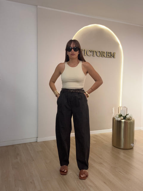Pantalone in cotone con cinta
