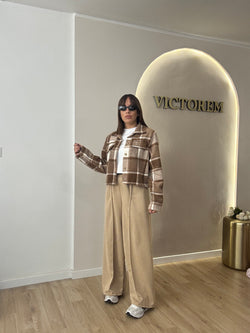 Pantalone tessuto camoscio