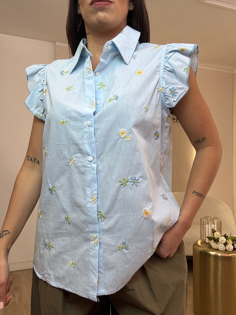 Camicia can volant fiorellini