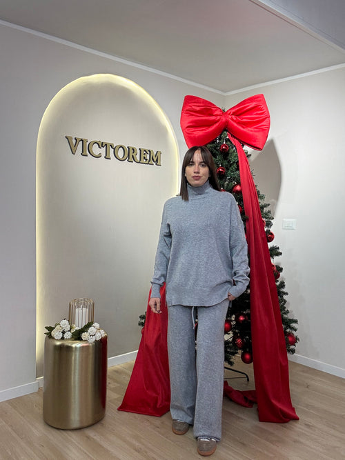 Coordinato lana rasata mezzo collo