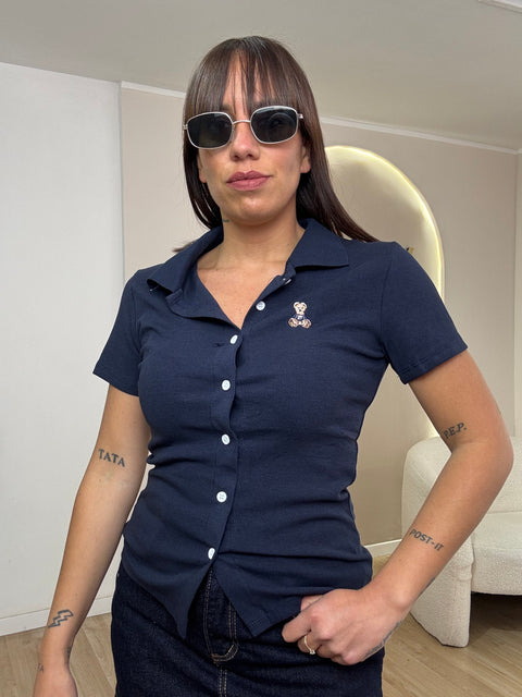Maglia polo teddy con bottoncini