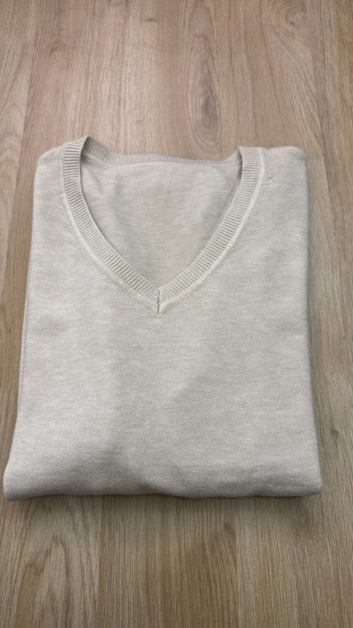 Maglia scollo a V lana rasata