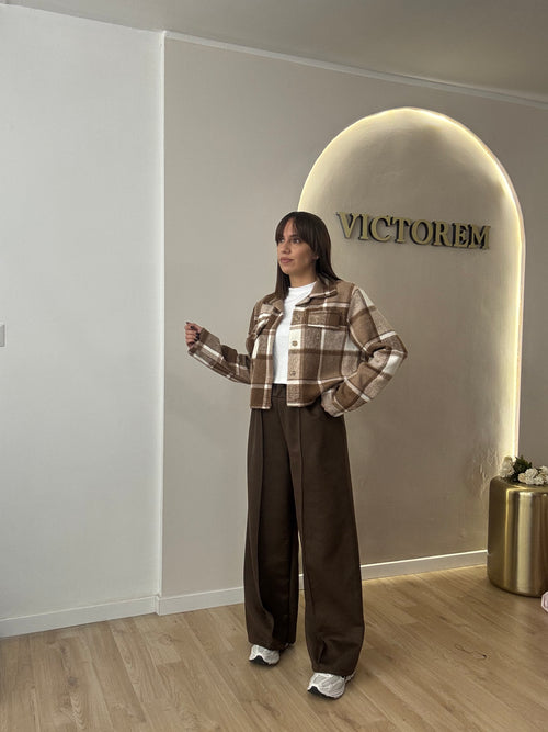 Pantalone tessuto camoscio