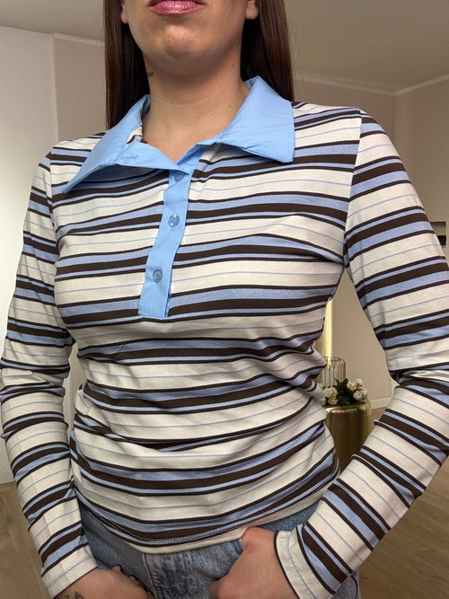 Maglia riga con colletto