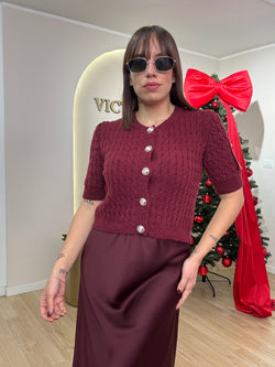 Cardigan con bottoni oro