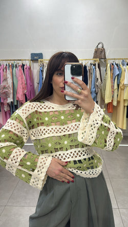 Maglia macrame fiori