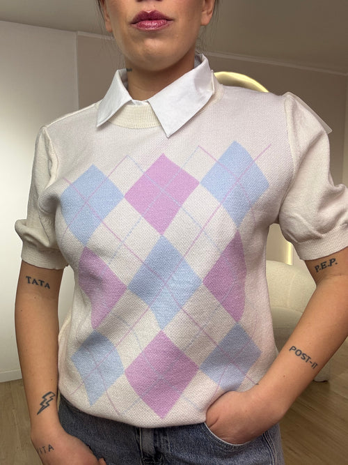 Maglia mezza manica fantasia rombi