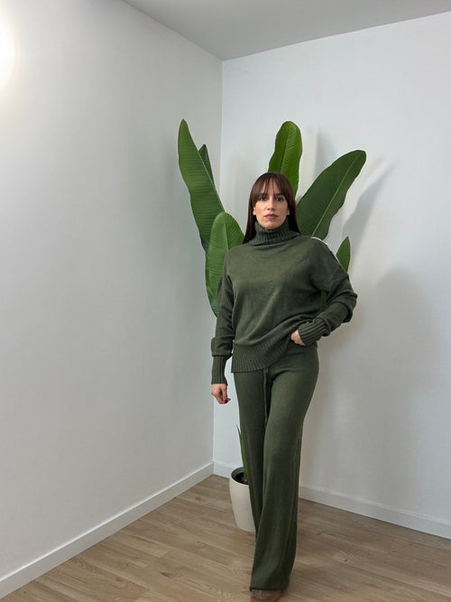 Coordinato lana rasata collo alto