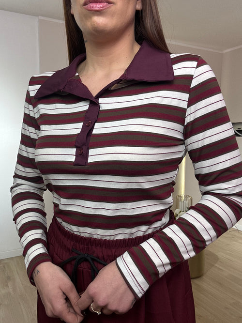 Maglia riga con colletto