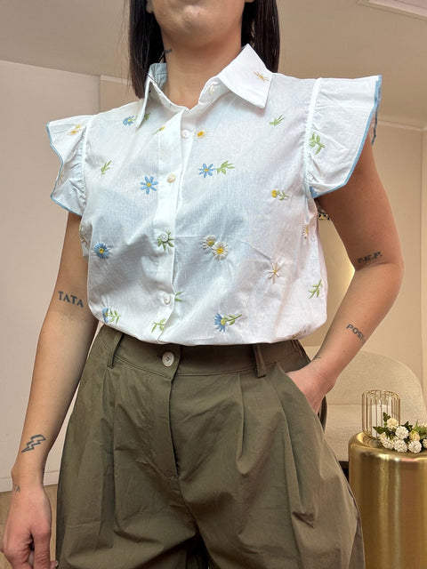 Camicia can volant fiorellini