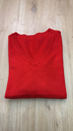 Maglia scollo a V lana rasata