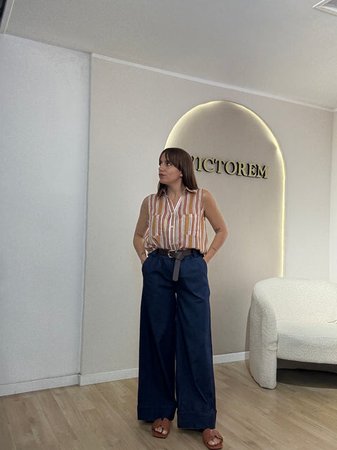 Pantalone Chiara tessuto denim