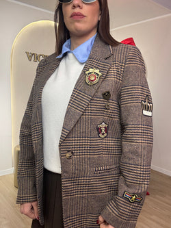 Giacca tartan con spille