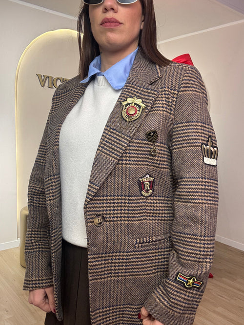 Giacca tartan con spille