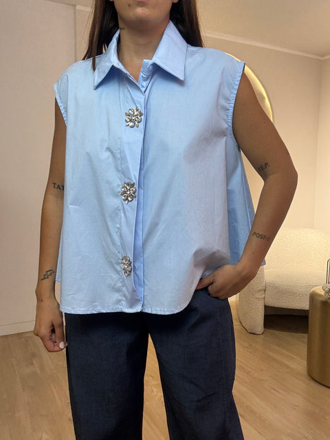 Camicia in cotone con strass