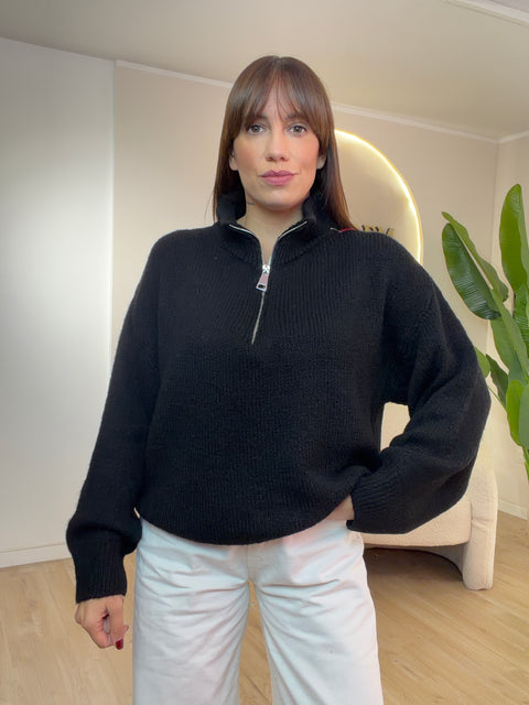 Maglia lana grossa zona zip