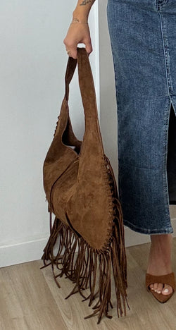Borsa camoscio con frange